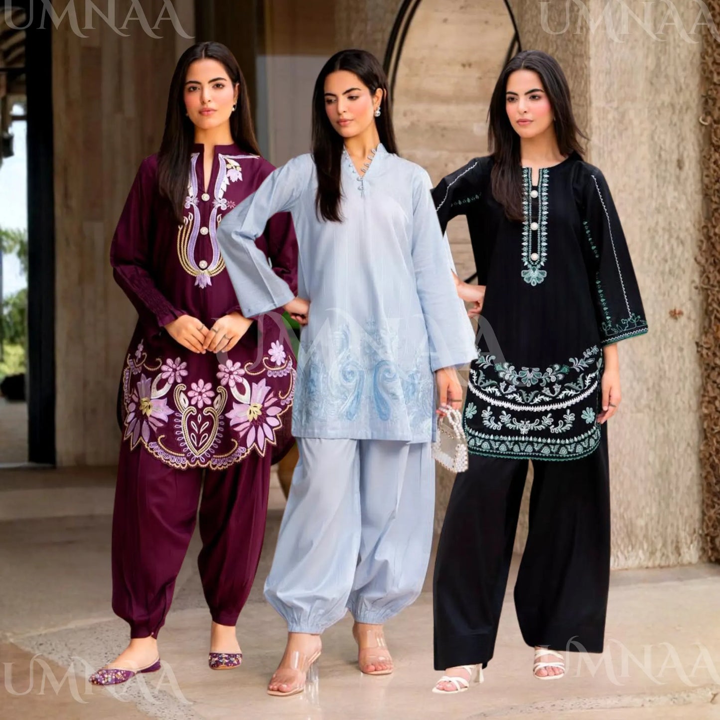 UA-277 Embroidered Trendy Cotton Co-Ord Set | Umnaa