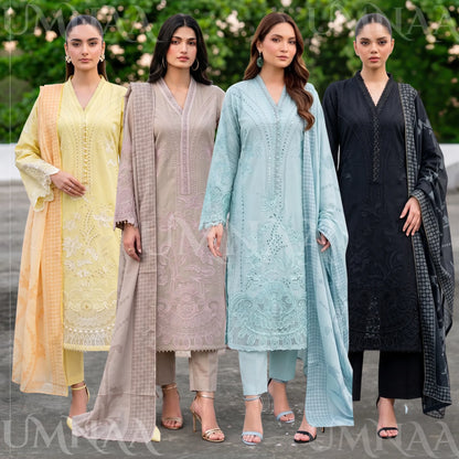 UA-272 Embroidered Cambric Cotton 3 Pc Collection | Umnaa