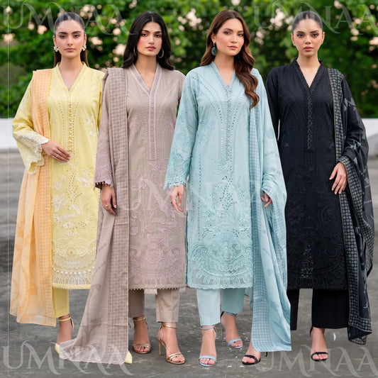 UA-272 Embroidered Cambric Cotton 3 Pc Collection | Umnaa
