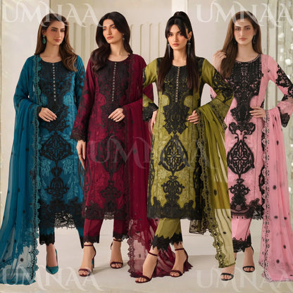 UA-283 Embroidered Chiffon 3 Pc Collection | Umnaa