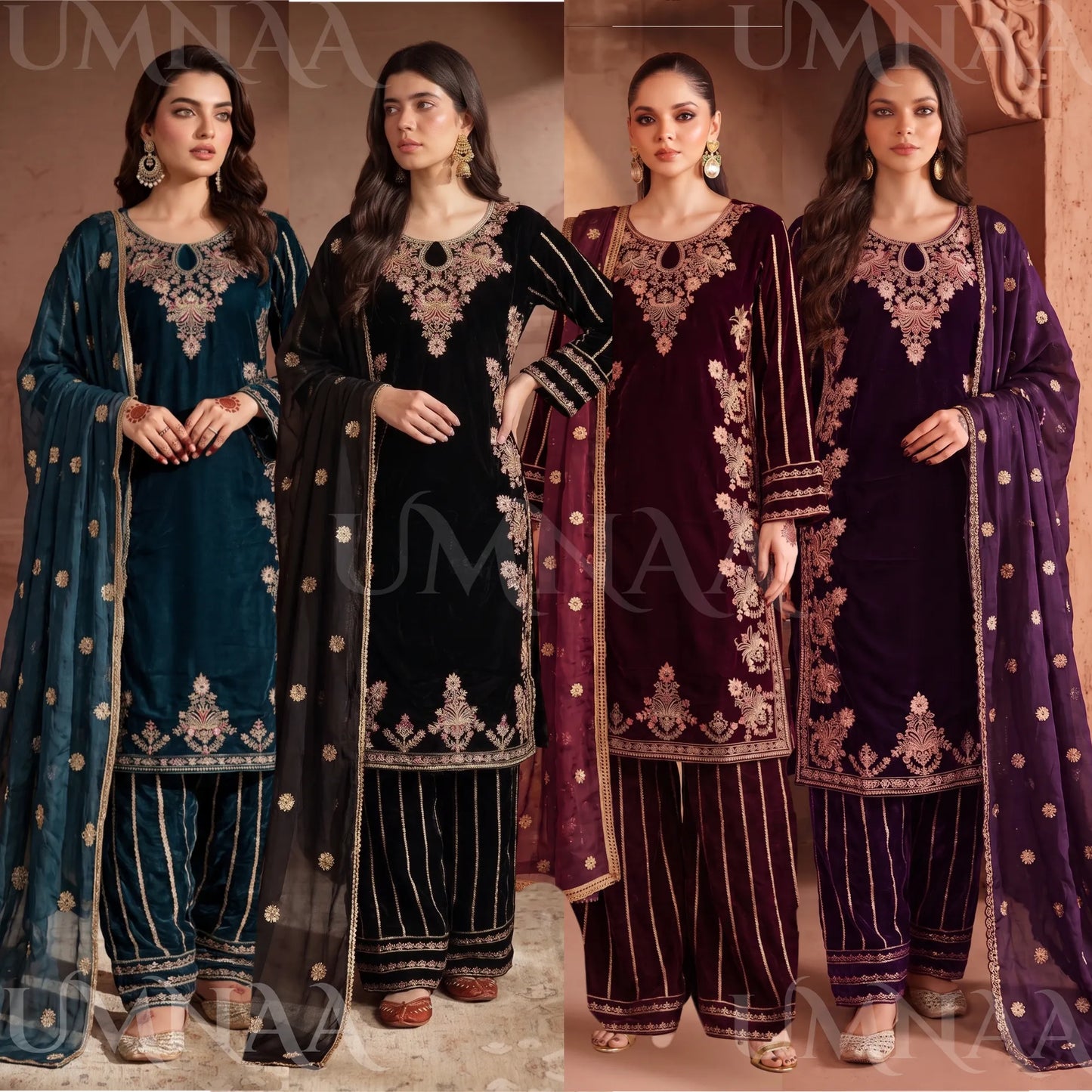 UA-293 Embroidered Luxury Velvet Collection | Umnaa