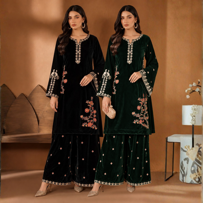 UA-307 Luxury Embroidered Velvet 2 Pc | UMNAA