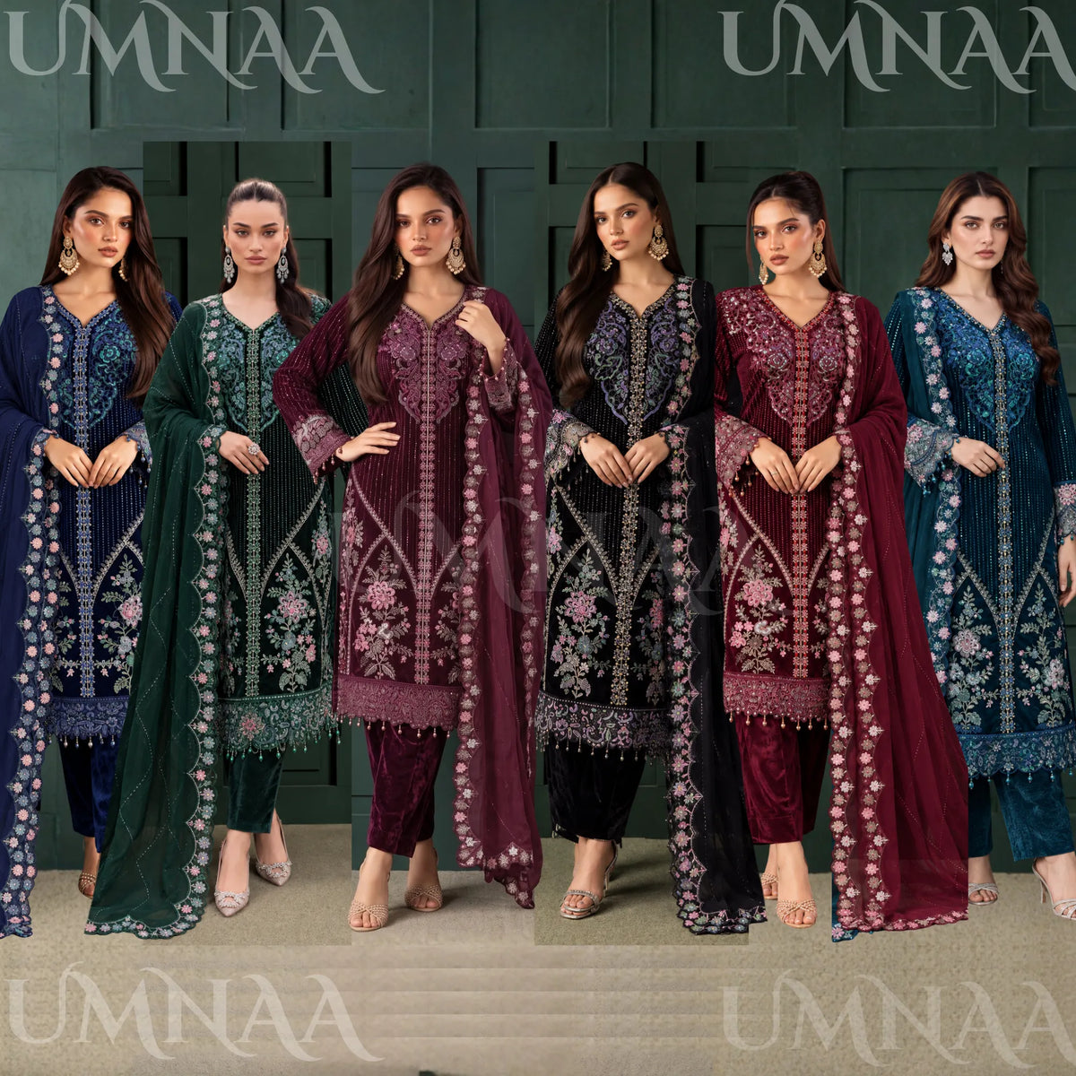 UA-314 Embroidered Luxury Velvet Collection | Umnaa