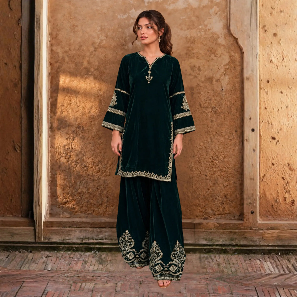 UA-315 Embroidered Farshi Shalwar Cord Set | Umnaa
