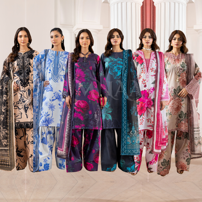 RA-15 Embroidered Trending Printed Farshi Shalwar Lawn Collection 3 Pc | Raniya.h