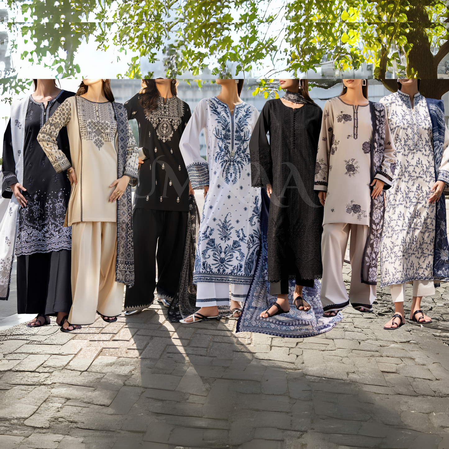 UCA-22 3 pc Summer Cotton Lawn Monochrome Collection | Ready to Wear | Casuallite