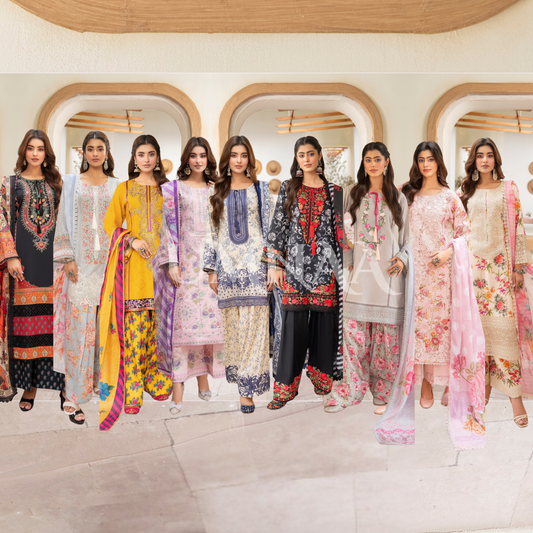 "Aina II" Embroidered Printed Lawn 3 Pc Collection by Karma Collection