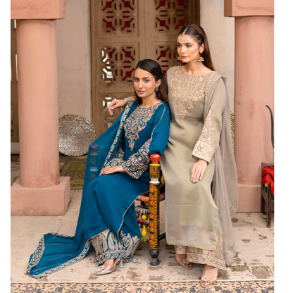 UMRZ-50 Luxury Chiffon Embroidered 3 Pc Collection by Rangz