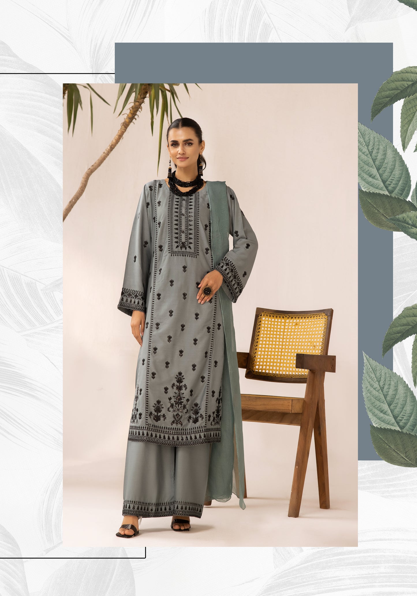 3 Piece Embroidered linen Collection - Simrans