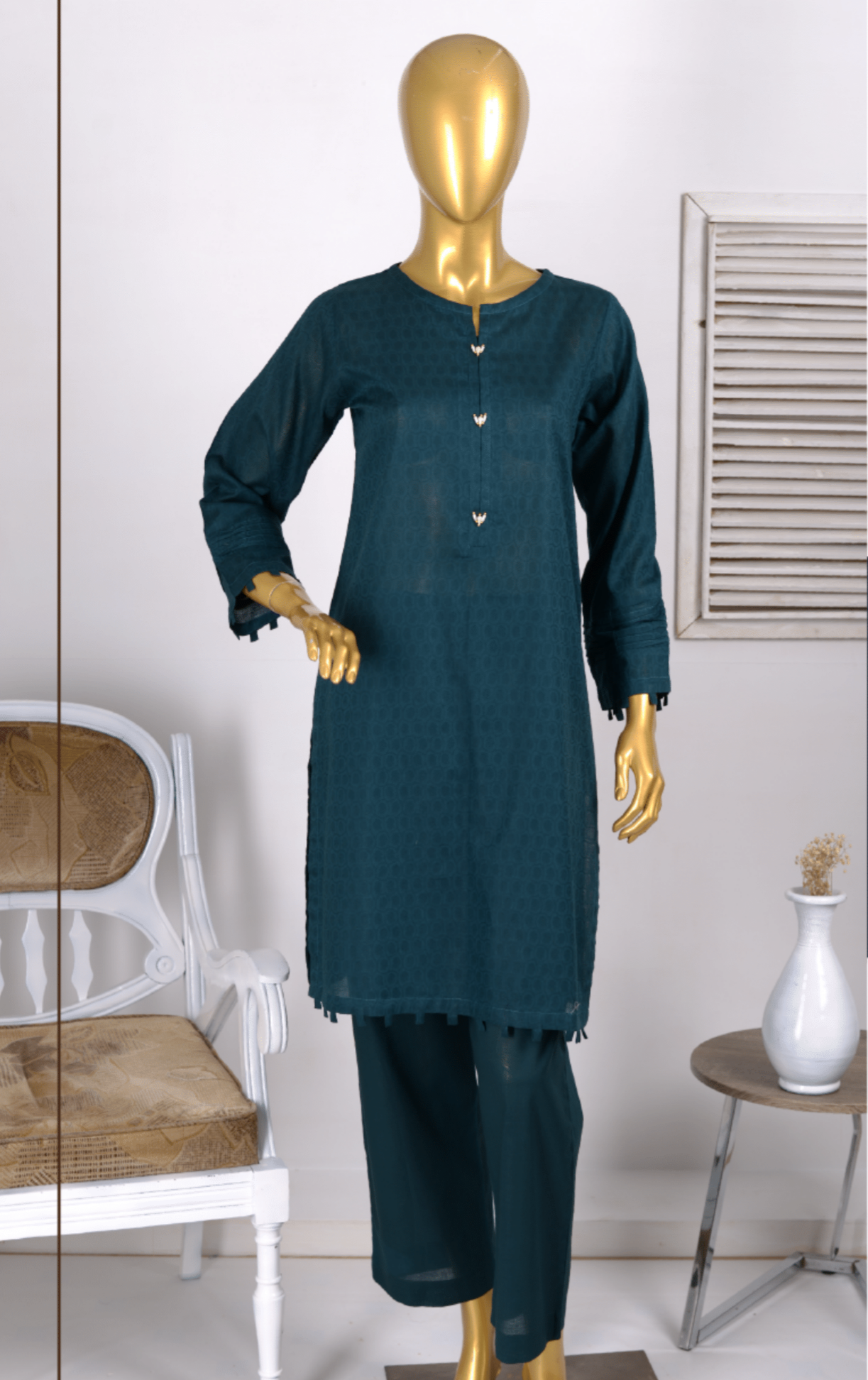 (Zinc) 2 Piece Ready to wear Jacquard Solids Naubahar