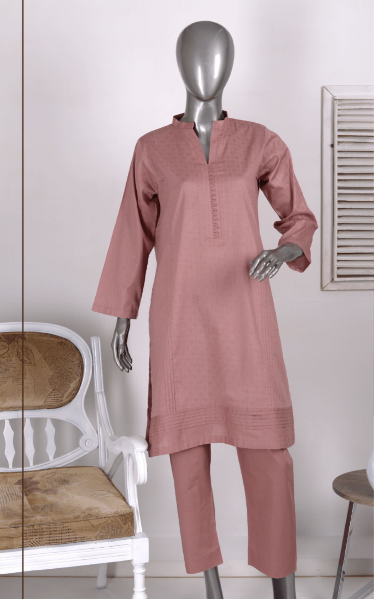 (Pyazi) 2 Piece Ready to wear Jacquard Solids Naubahar