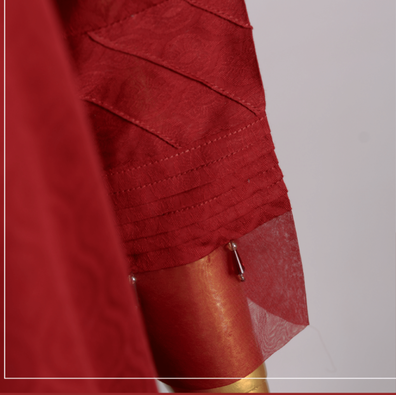 (Maroon) 2 Piece Ready to wear Jacquard Solids Naubahar