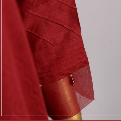 (Maroon) 2 Piece Ready to wear Jacquard Solids Naubahar