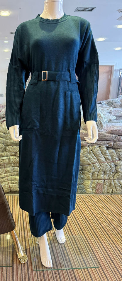 Belted long length knit Co ord Set | UMNAA