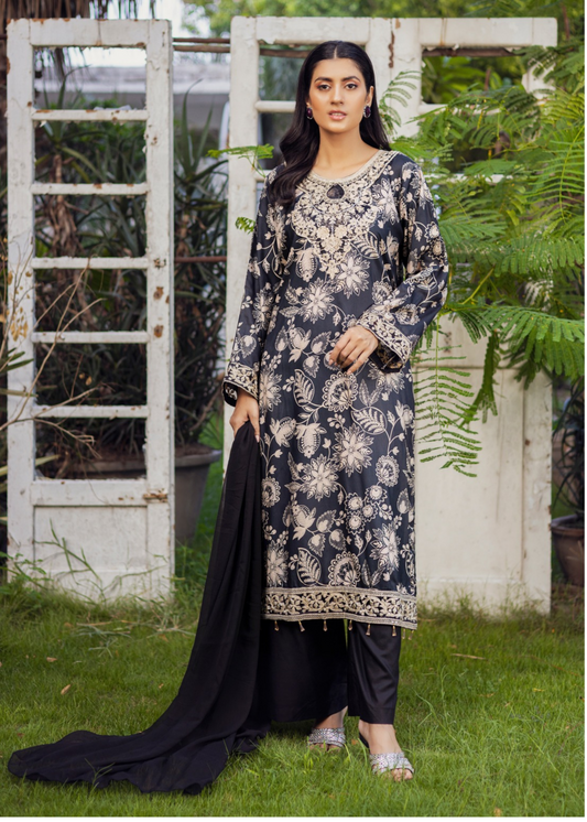 Multi  | Printed Linen Shirt & Trouser With Chiffon Dupatta| Ready to Wear 3 Pc dress - Rangz