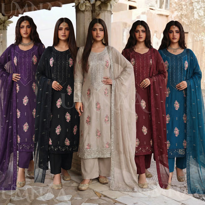UA-201 Embroidered Cotton Festive Collection By Umnaa | Ready to Wear Pakistani Asian clothes