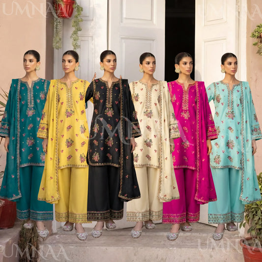 UA-194 Embroidered Cotton Farshi Shalwar Collection by Umnaa | Ready to Wear Pakistani Asian Clothing