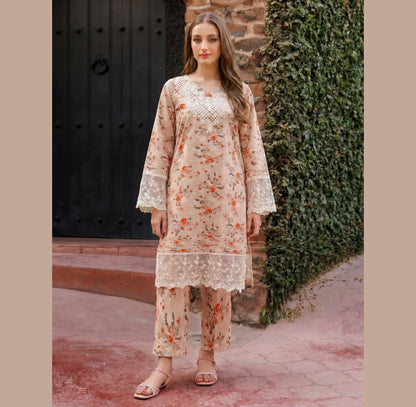 UA-220 Floral Printed Linen Co-Ord Set for Women | 2 Piece Shirt & Trouser by Umnaa