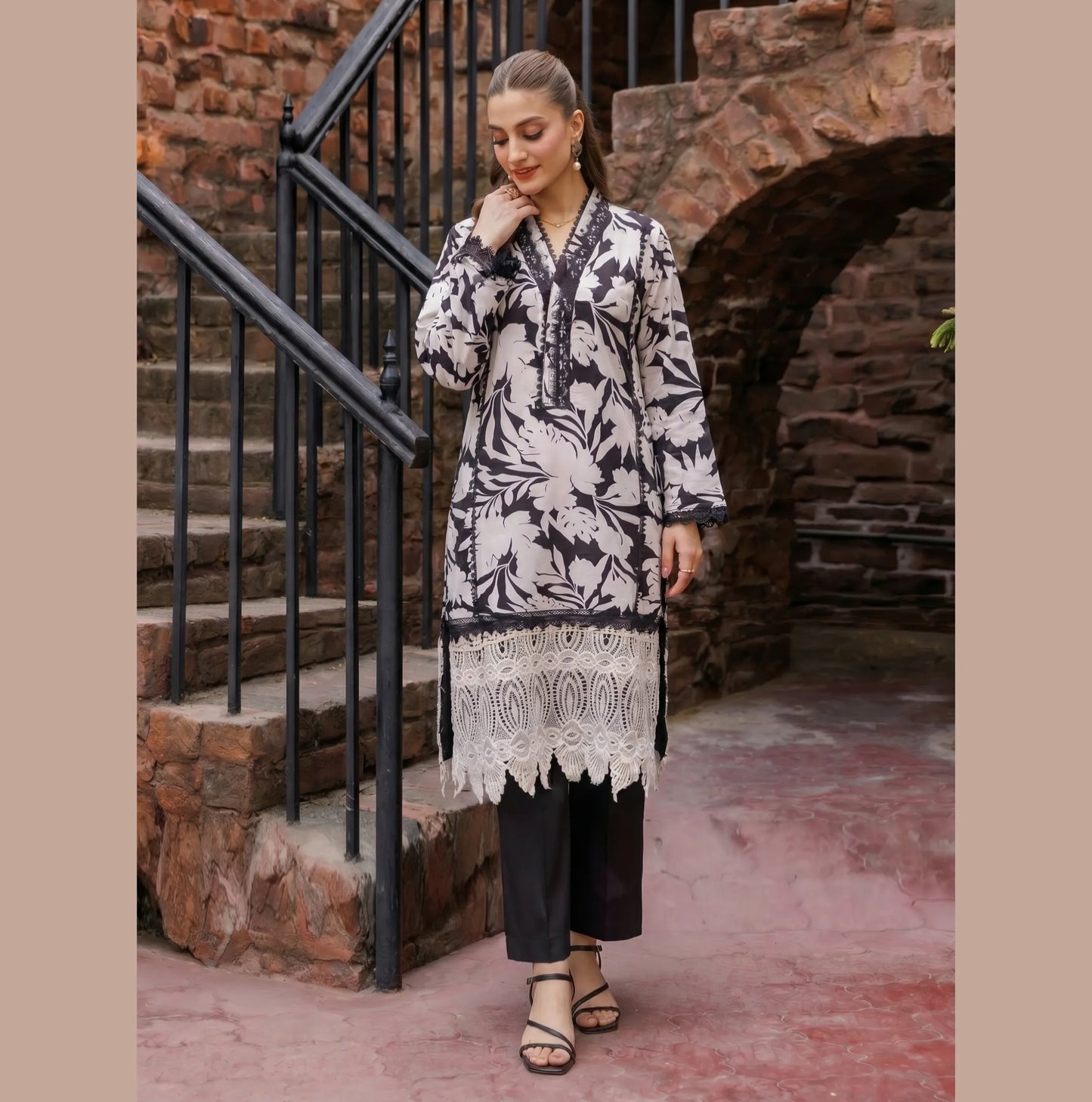 UA-220 Floral Printed Linen Co-Ord Set for Women | 2 Piece Shirt & Trouser by Umnaa