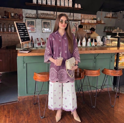 UA-232 Embroidered Chikankari Lawn 2 Pc Co-Ord Set Summer Wear by Umnaa