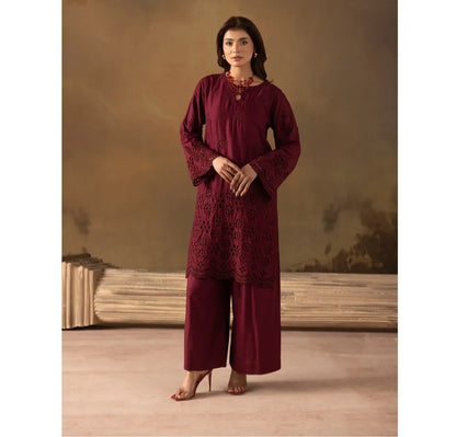 UMS-50 "Luxkari" Linen Chikenkari Co-Ords 2 pc Set by Umnaa
