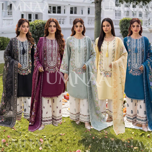 UA-246 Embroidered Cotton 3 Pc Collection Ready to Wear Pakistani Asian clothes by Umnaa