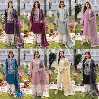UA-246 Embroidered Cotton 3 Pc Collection Ready to Wear Pakistani Asian clothes by Umnaa