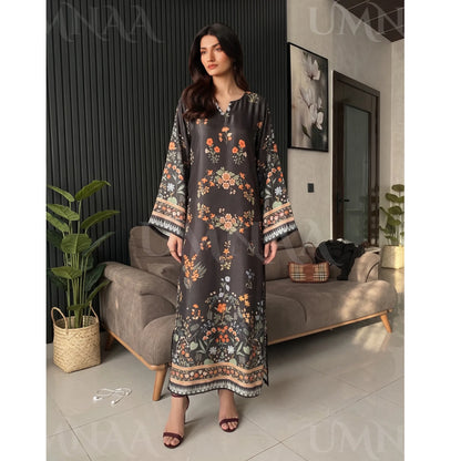 UA-284 Printed Shamooz Silk Printed Kaftan Style dress | Umnaa