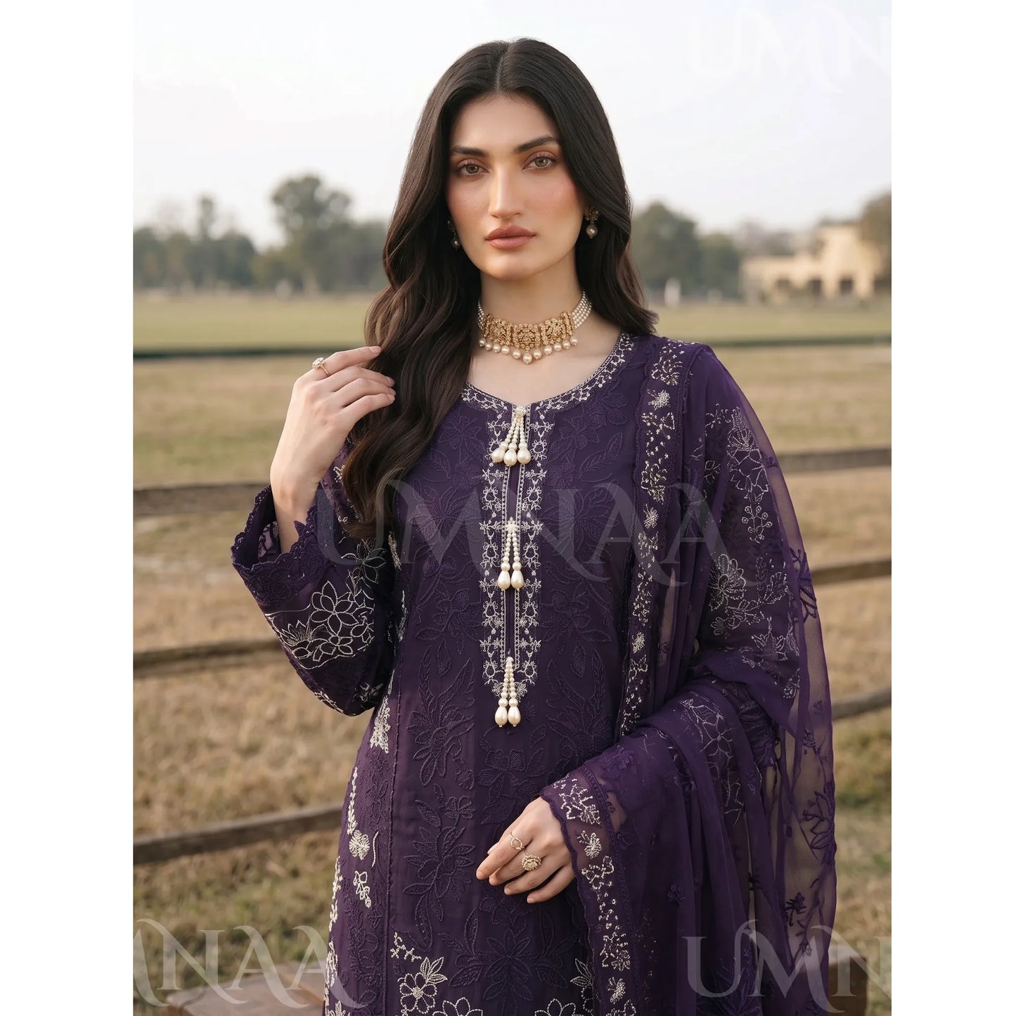 UA-285 Embroidered Cambric Cotton 3 Pc Collection | Umnaa