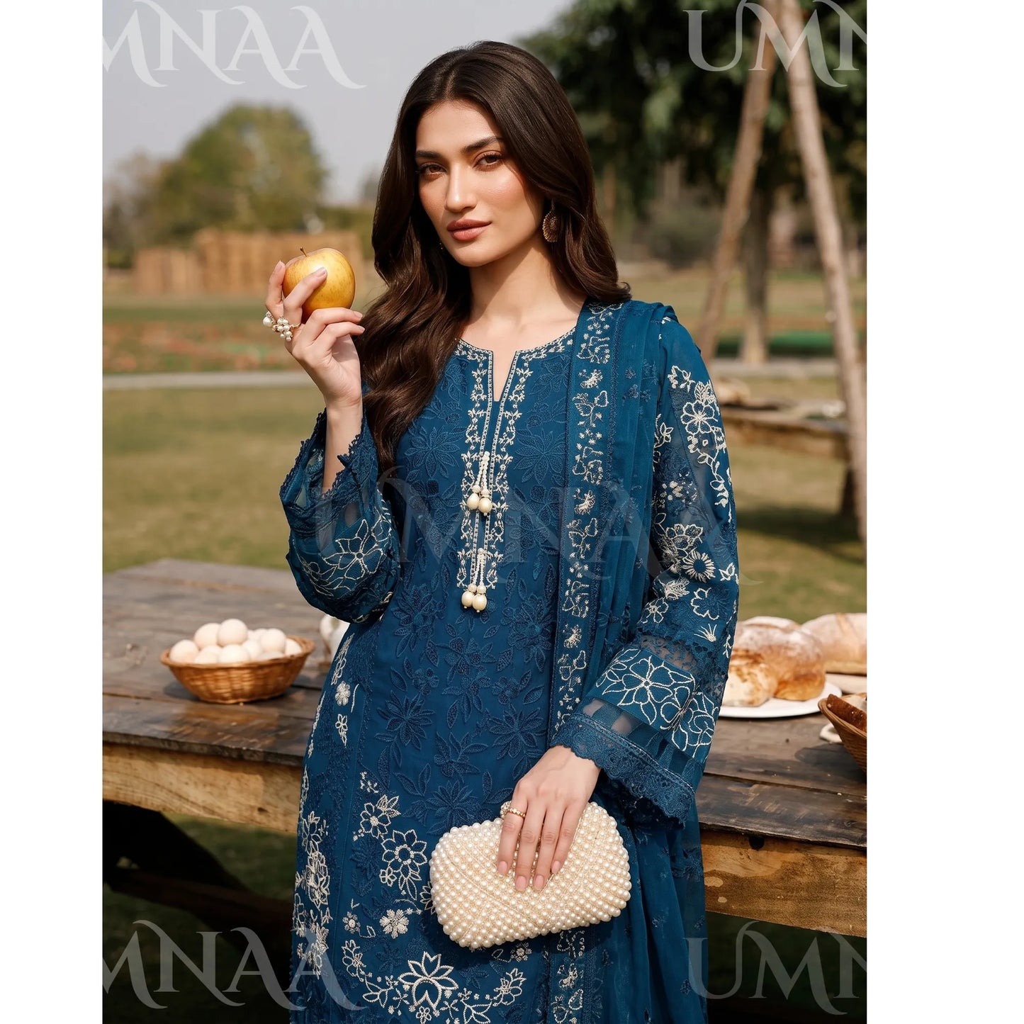 UA-285 Embroidered Cambric Cotton 3 Pc Collection | Umnaa