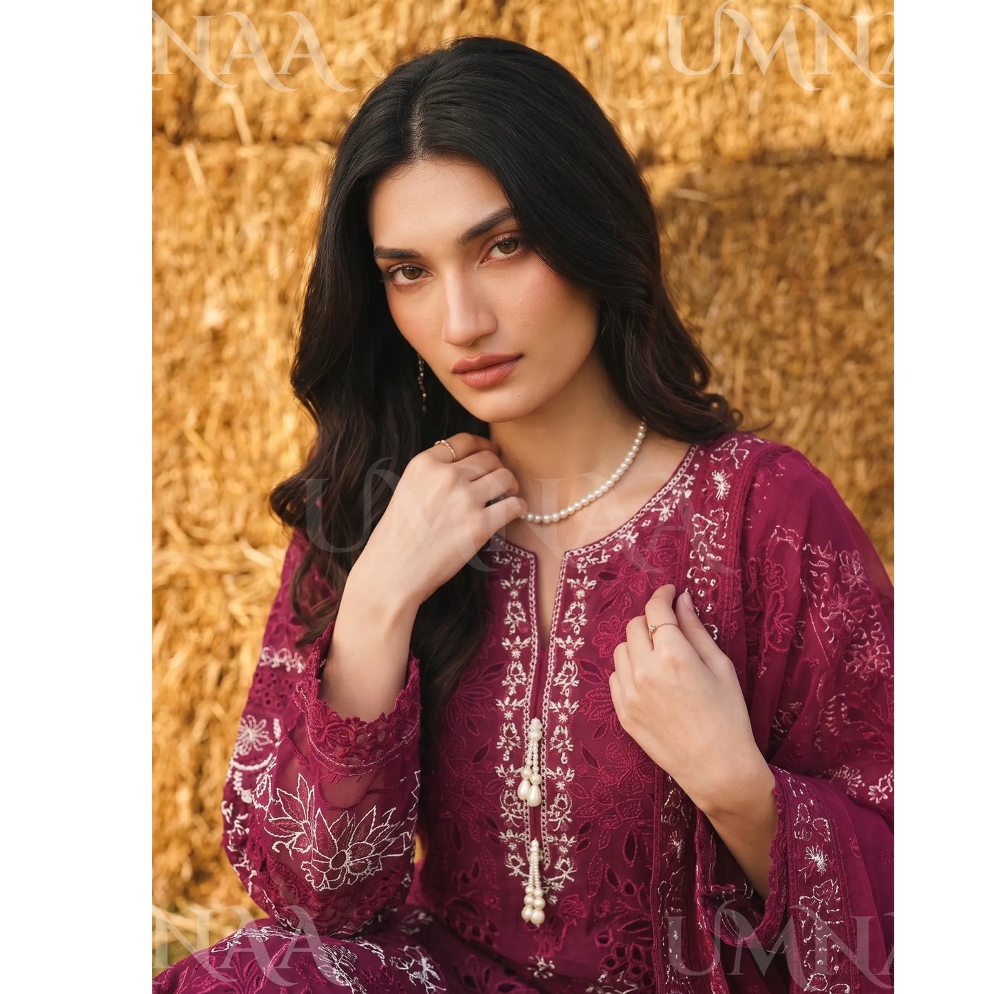 UA-285 Embroidered Cambric Cotton 3 Pc Collection | Umnaa
