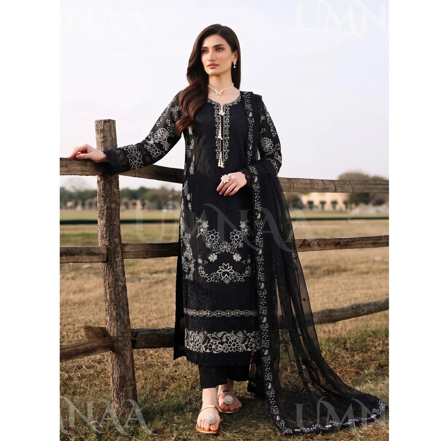 UA-285 Embroidered Cambric Cotton 3 Pc Collection | Umnaa