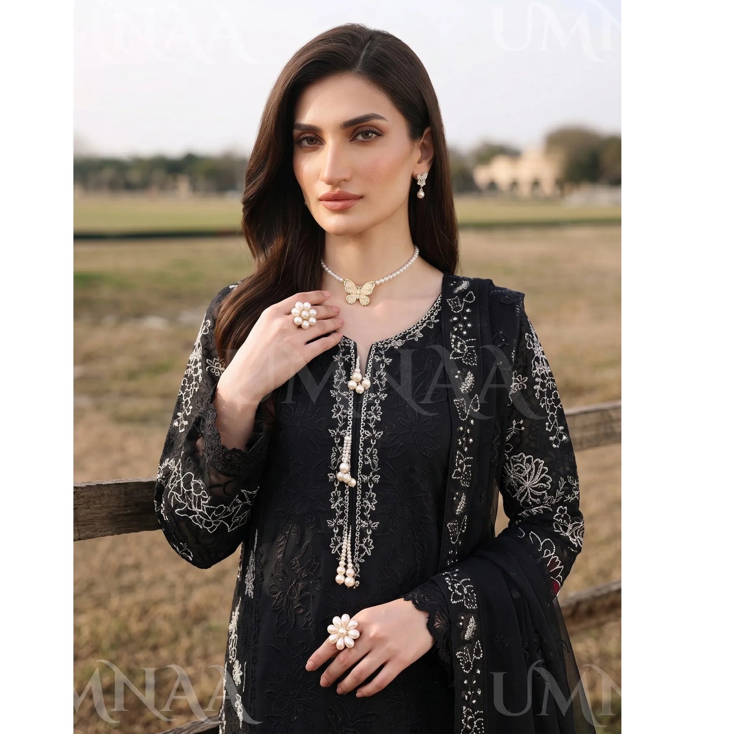UA-285 Embroidered Cambric Cotton 3 Pc Collection | Umnaa