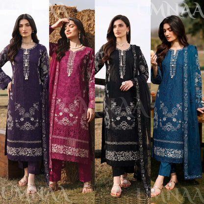 UA-285 Embroidered Cambric Cotton 3 Pc Collection | Umnaa