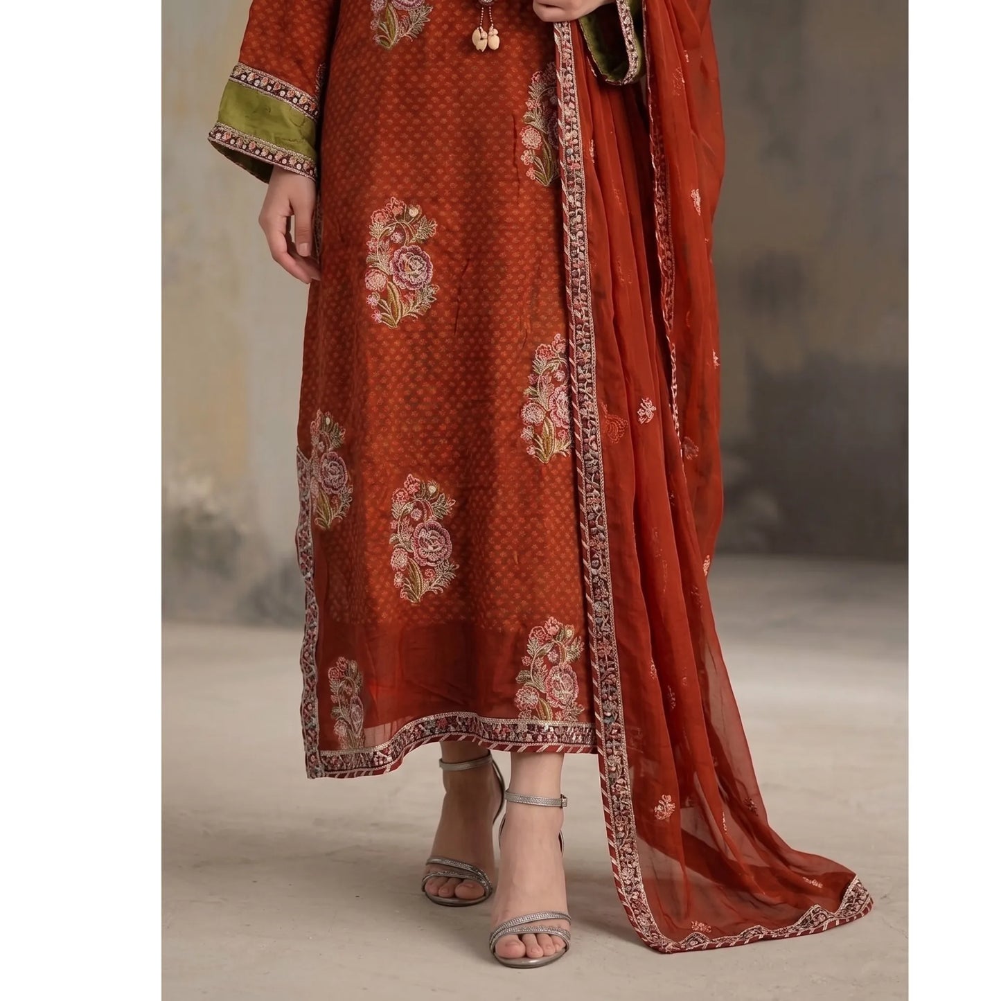 UA-292 Luxury Chiffon Kaftan 3Pc | Umnaa