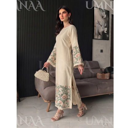 UA-298 Primted Linen Kaftan Style 2 Pc Co-Ord Set | Umnaa