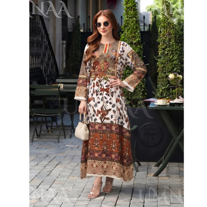 UA-298 Primted Linen Kaftan Style 2 Pc Co-Ord Set | Umnaa