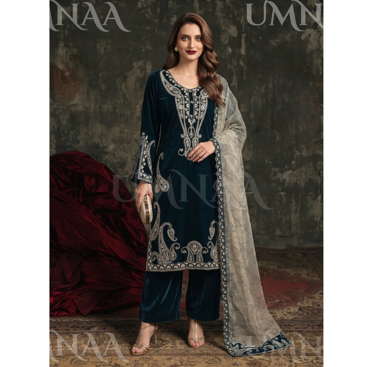 UA-308 Embroidered Velvet Collection by Umnaa