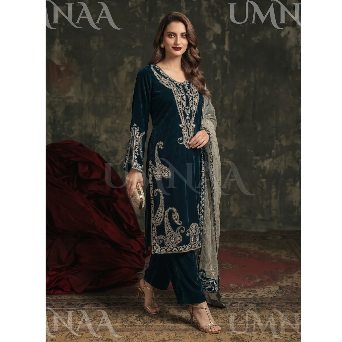 UA-308 Embroidered Velvet Collection by Umnaa