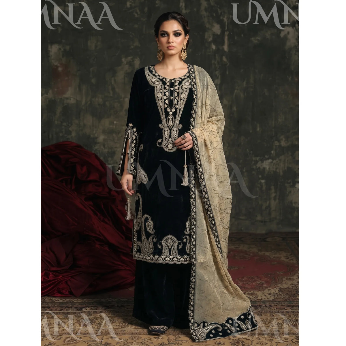 UA-308 Embroidered Velvet Collection by Umnaa