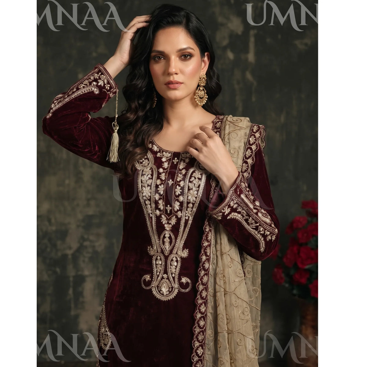UA-308 Embroidered Velvet Collection by Umnaa