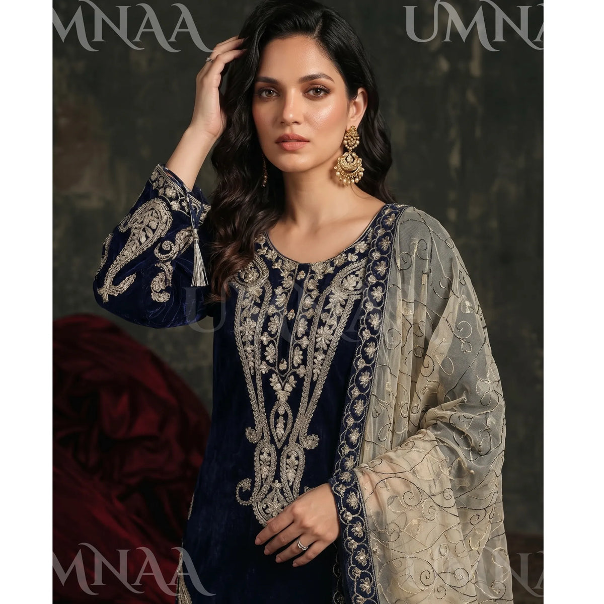 UA-308 Embroidered Velvet Collection by Umnaa