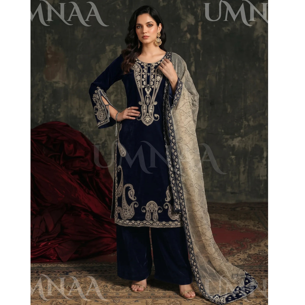 UA-308 Embroidered Velvet Collection by Umnaa