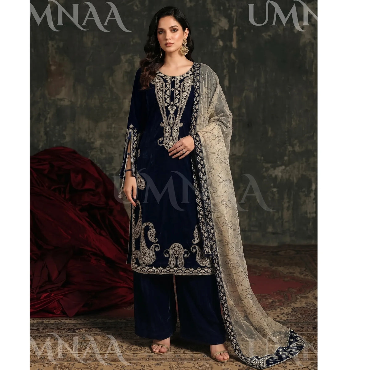 UA-308 Embroidered Velvet Collection by Umnaa