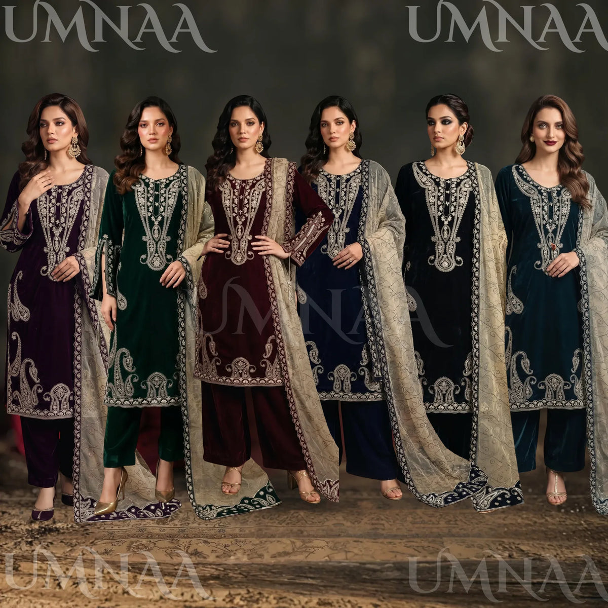 UA-308 Embroidered Velvet Collection by Umnaa