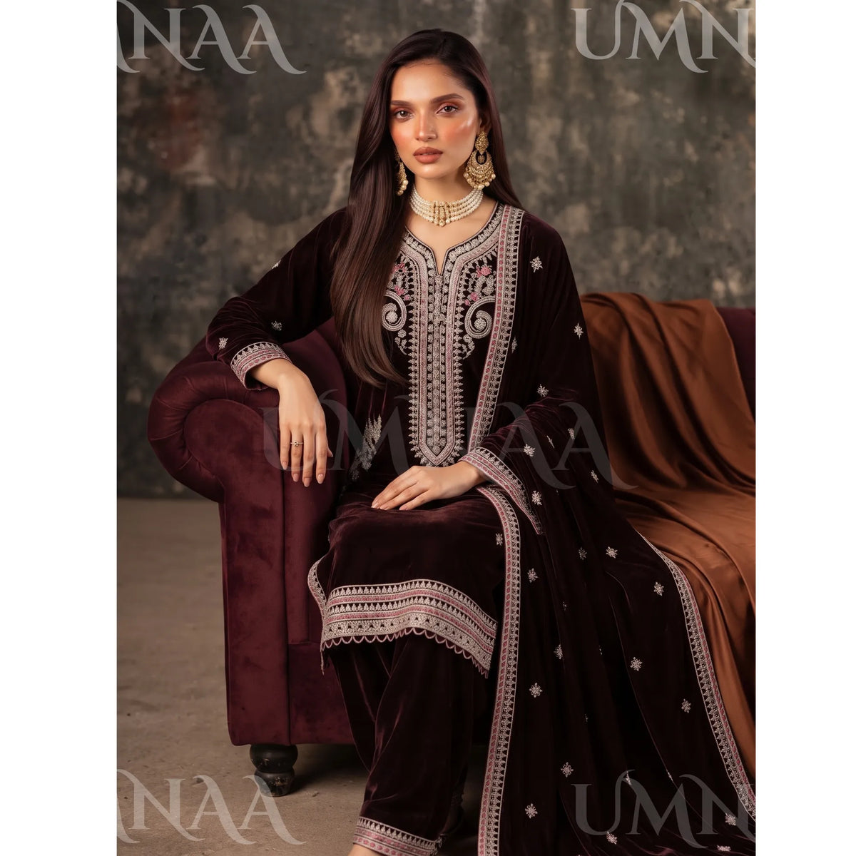 UA-309 Luxury Velvet Farshi Shalwar Collection | Umnaa