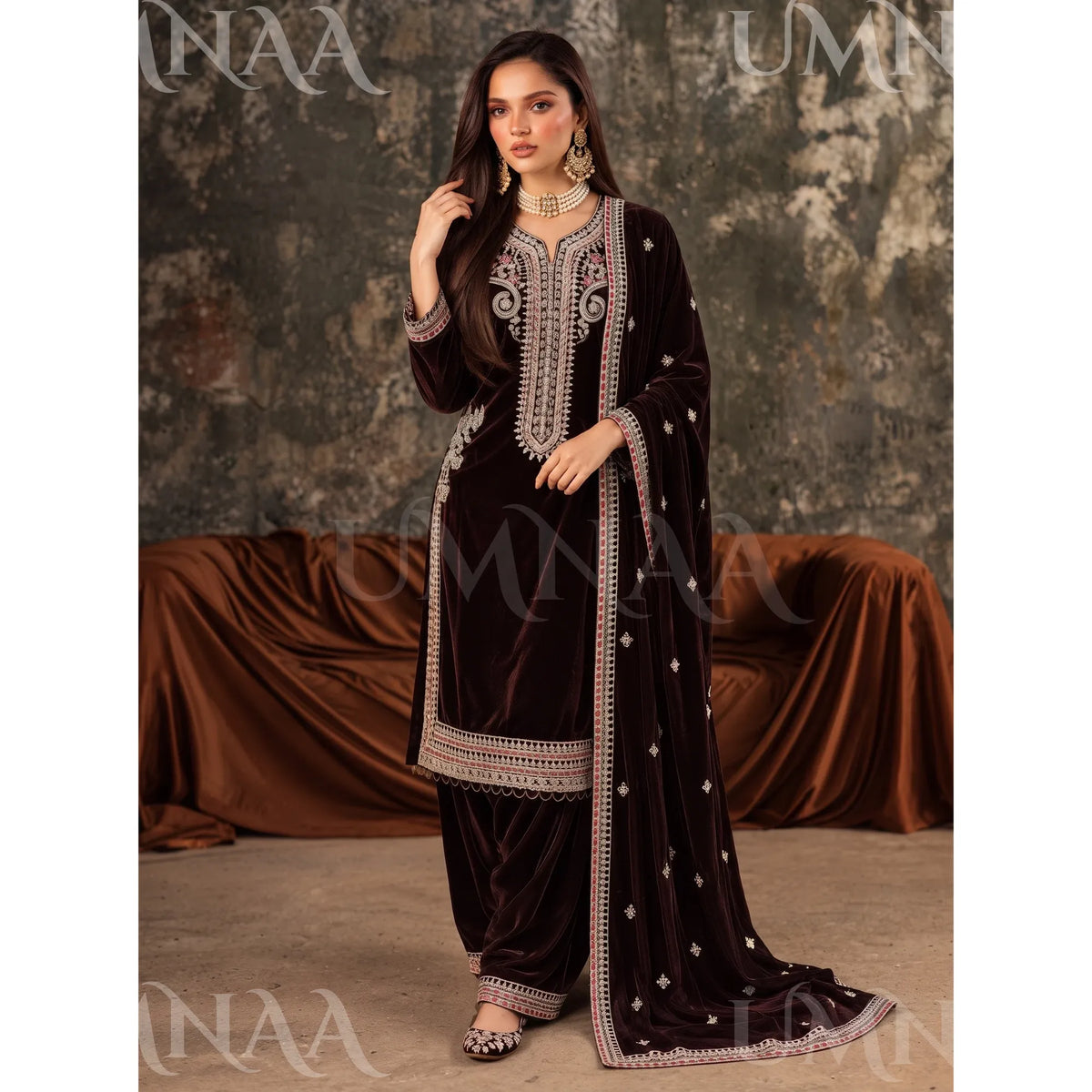 UA-309 Luxury Velvet Farshi Shalwar Collection | Umnaa