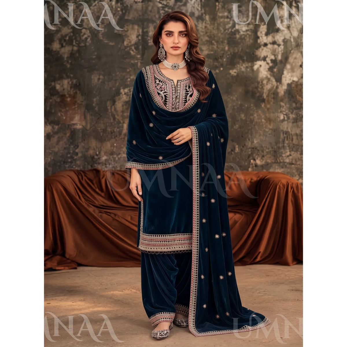 UA-309 Luxury Velvet Farshi Shalwar Collection | Umnaa