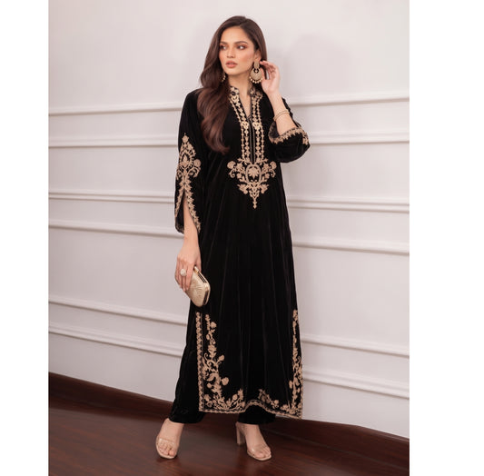 UA-316 Luxury Velvet Kaftan Style Co-Ord Set | Umnna