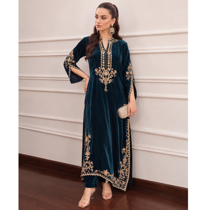 UA-316 Luxury Velvet Kaftan Style Co-Ord Set | Umnna